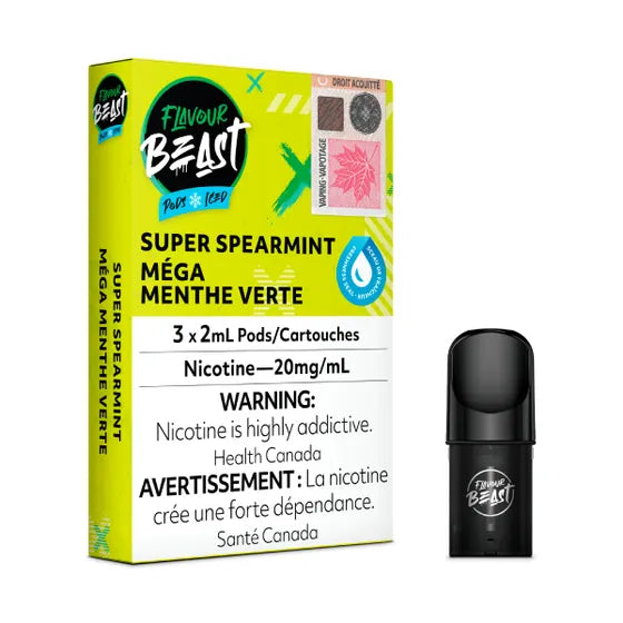 Flavour Beast Pod Pack - Super Spearmint Iced (3/PK) - Smoke FX