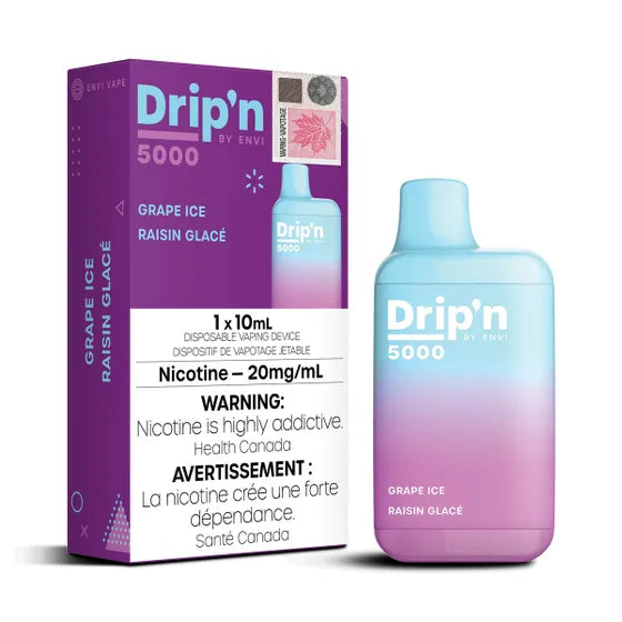 Drip'n by Envi 5000 Disposable - Grape Ice 20MG - Smoke FX