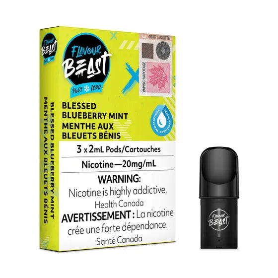 Flavour Beast Pod Pack - Blessed Blueberry Mint Iced (3/PK) - Smoke FX