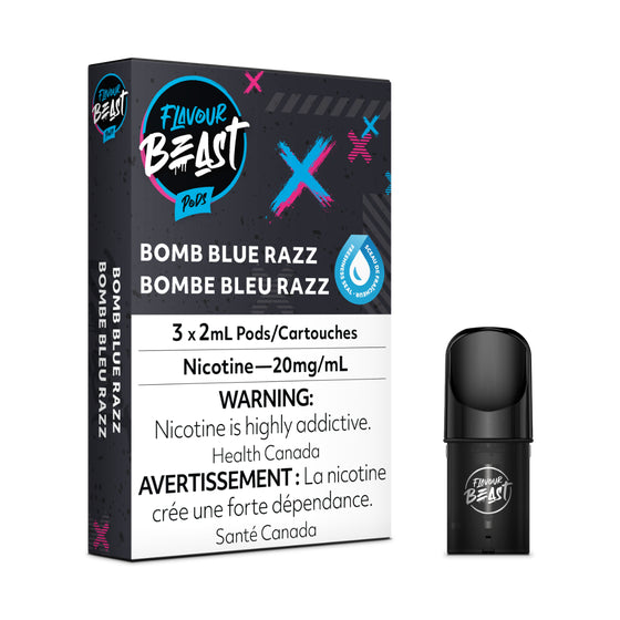 Flavour Beast Pod Pack - Bomb Blue Razz (3/PK) - Smoke FX