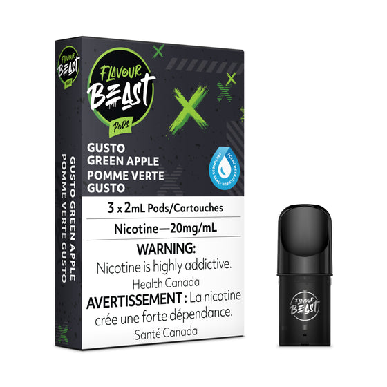 Flavour Beast Pod Pack - Gusto Green Apple (3/PK) - Smoke FX