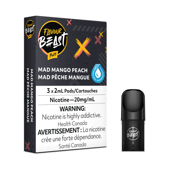 Flavour Beast Pod Pack - Mad Mango Peach (3/PK) - Smoke FX