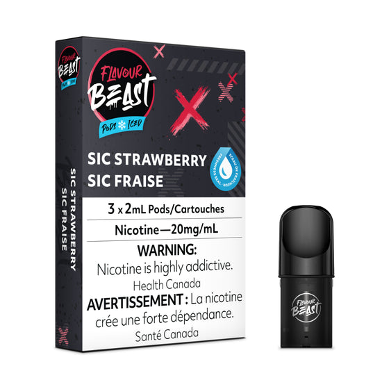 Flavour Beast Pod Pack - Sic Strawberry Iced (3/PK) - Smoke FX